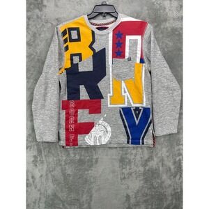 Born Fly Mens‎ Anytown USA Sweatshirt Sz L Multicolor Graphic Letters Pocket